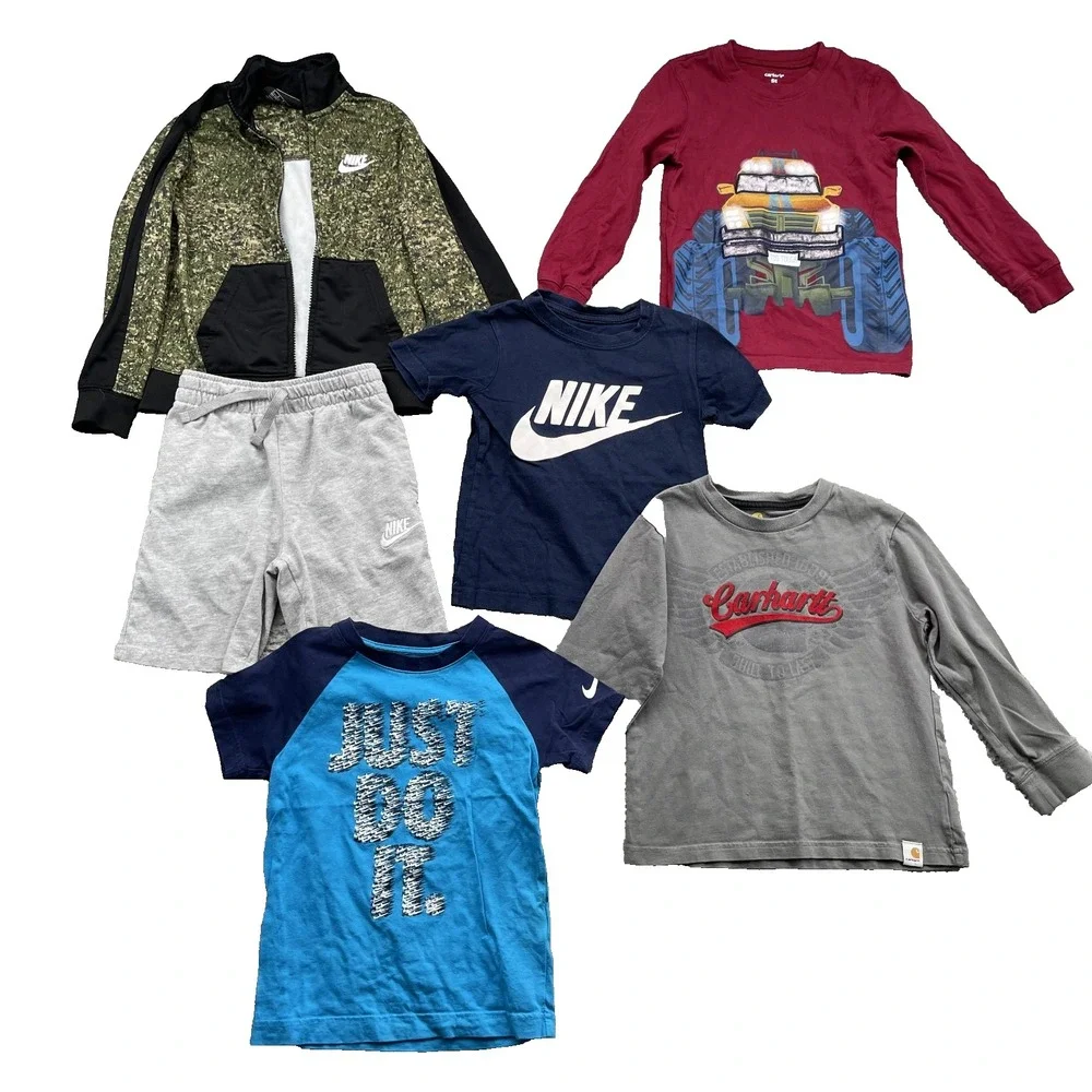 Nike Carhartt Carters Lot of 6 Youth Boys 4-6 T-Shirt Sweat‎ Shorts Camo Jacket